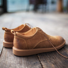Men Solid Flat Leather Flat Casual Shoes Newgew Shoes