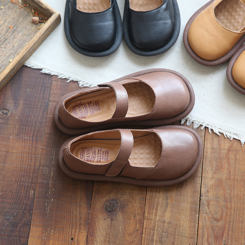 Women Retro Minimalist Leather Flat Causal Shoes Newgew Shoes