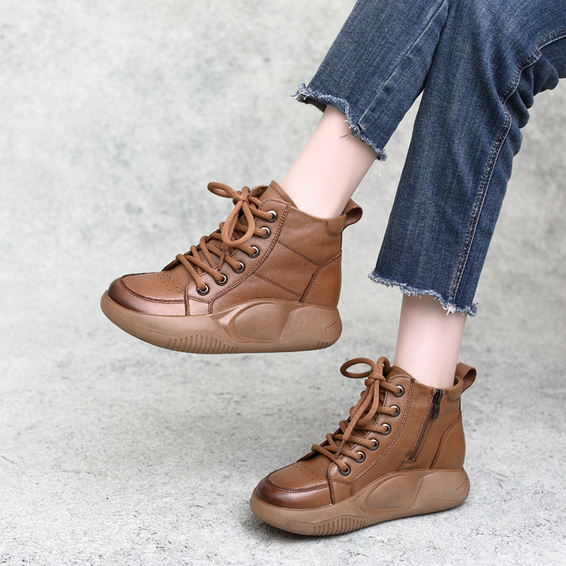 Women Retro Leather Handmade Ankle Boots Newgew Shoes