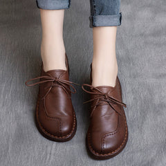 Women Autumn Retro Leather Handmade Casual Shoes Newgew Shoes