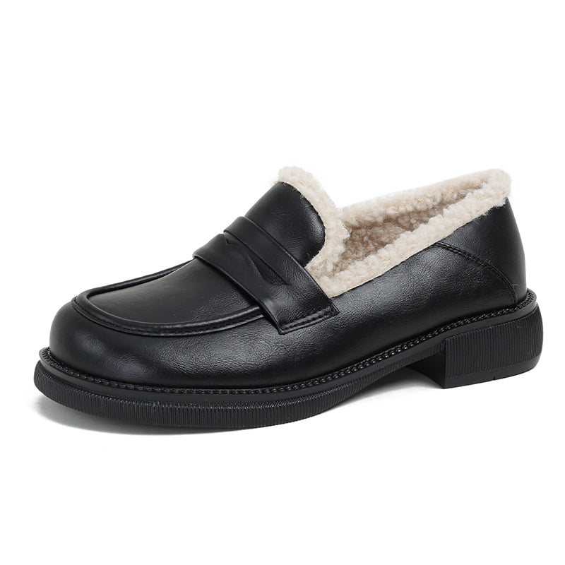 Women Retro Winter Furred Casual Loafers Newgew Shoes