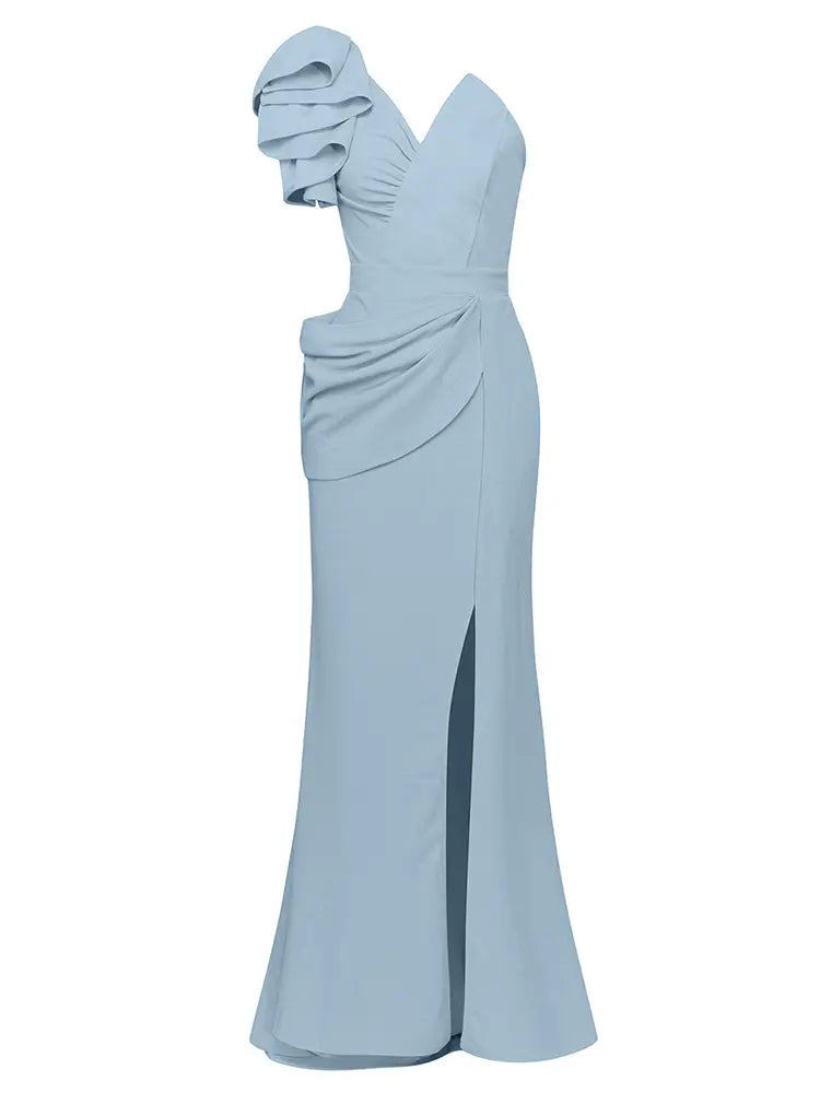 Asymmetrical Neckline High Slit Dress Newgew Dresses