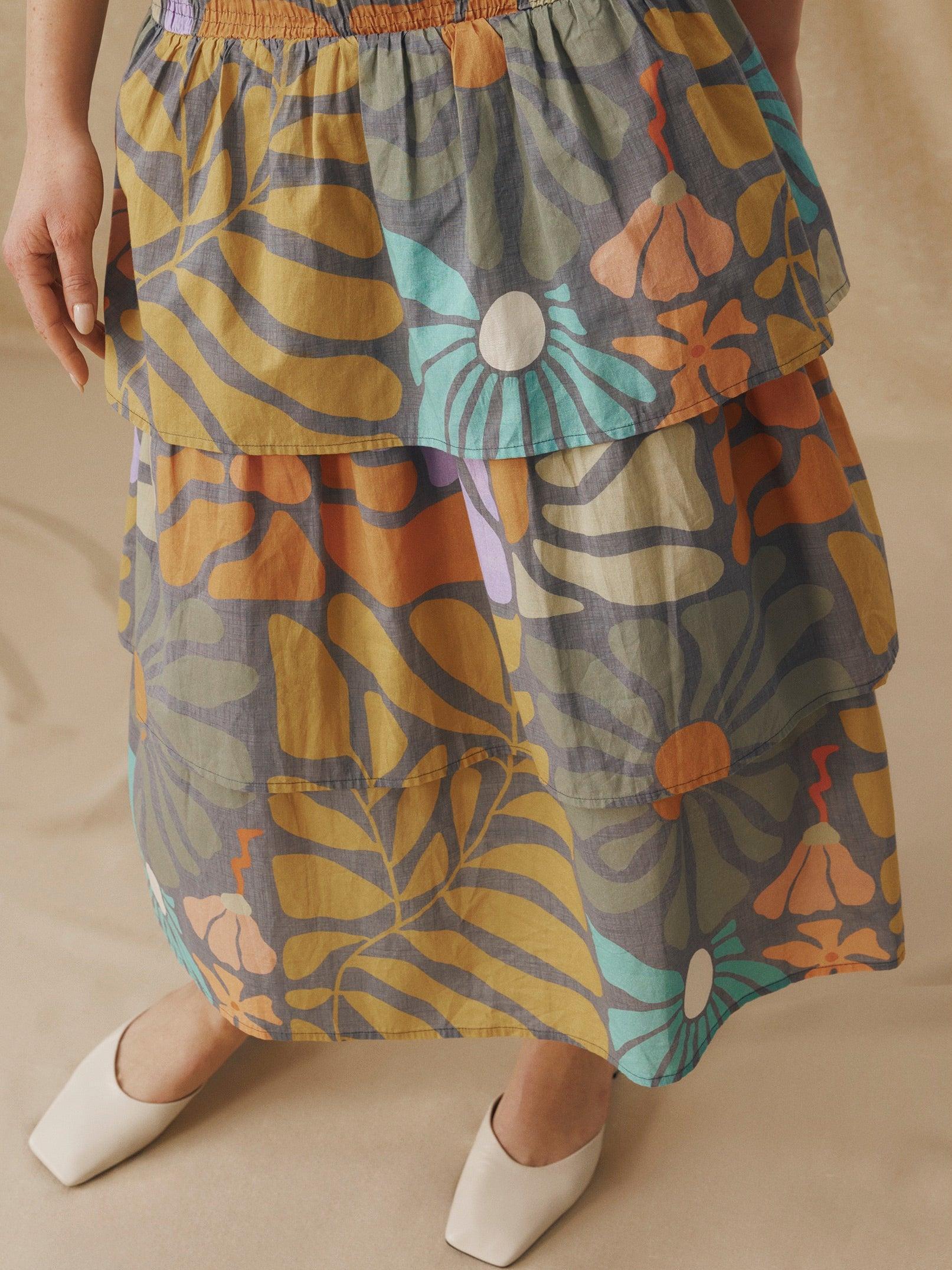 Multicolor Botanical Print Midi Dress Newgew Dresses