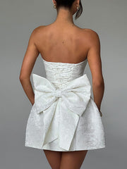 Fashionable And Jacquard Tube Top Bow Mini Dress Newgew Dresses