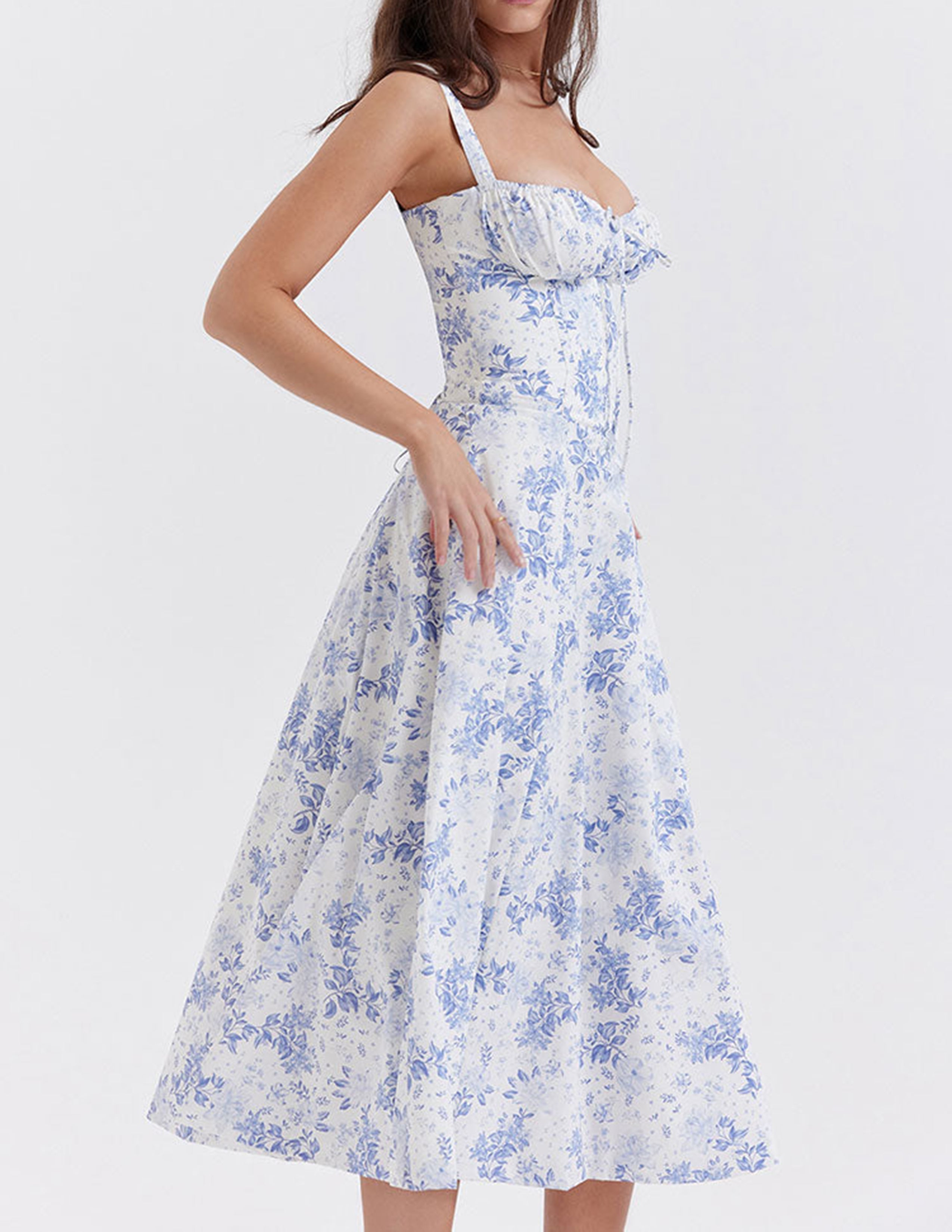 Rose Print Herringbone Slip Dress Newgew Dresses