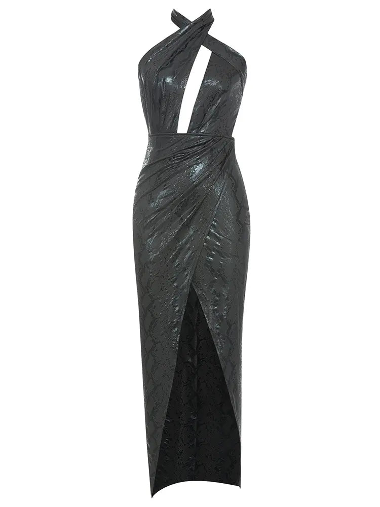 Backless Halter Slit Dress Newgew Dresses