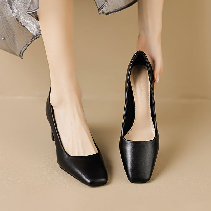 Women Casual Stylish Minimalist Chunky Heel Pumps Newgew Shoes