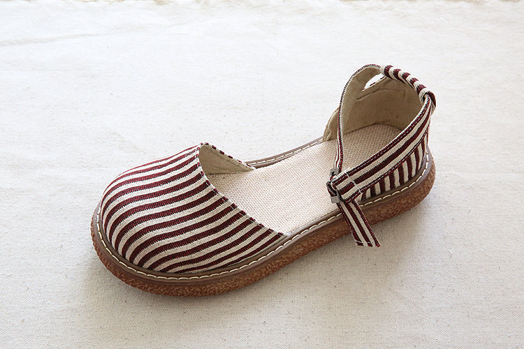 Women Casual Stripe Canvas Summer Sandals Newgew Shoes