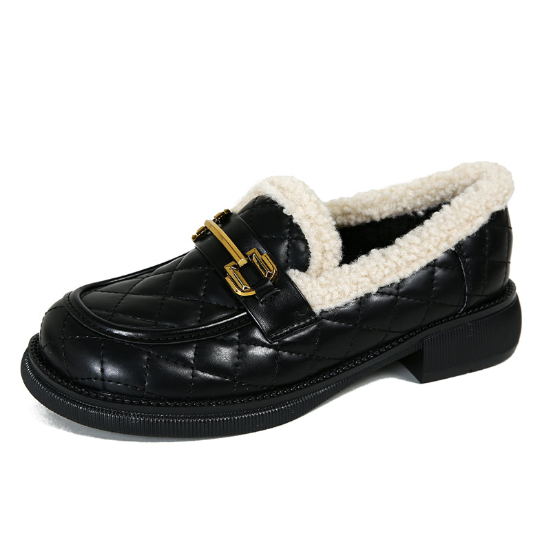 Women Minimalist Furred Casual Winter Loafers Newgew Shoes