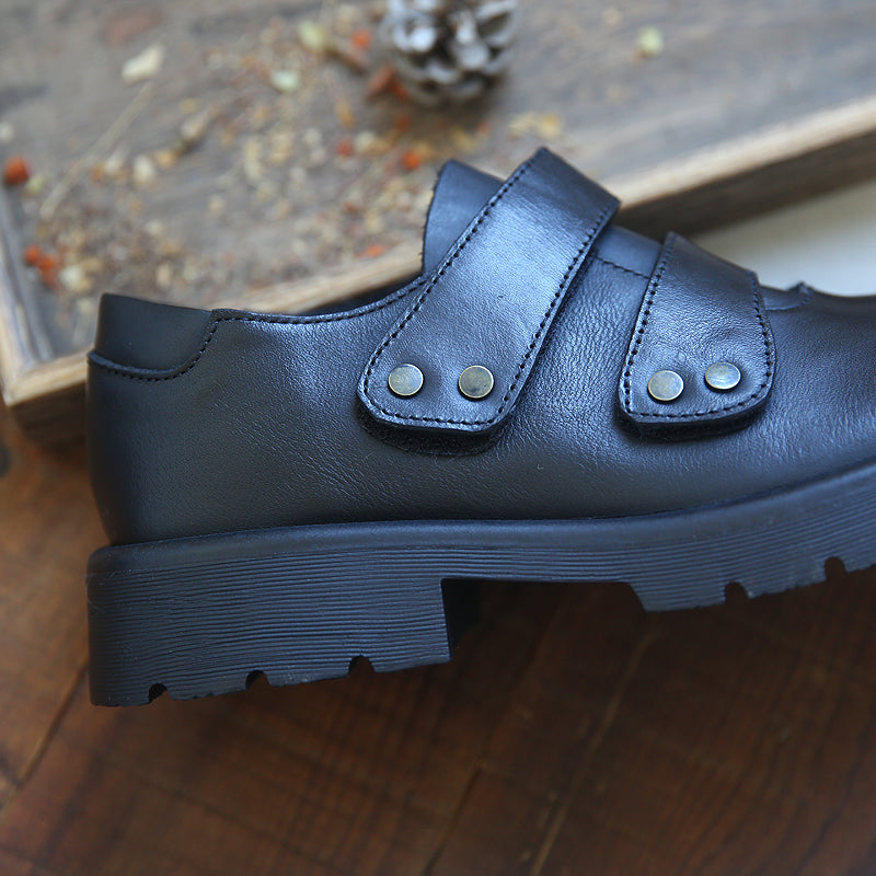 Women Retro Cowhide Leather Casual Shoes Newgew Shoes