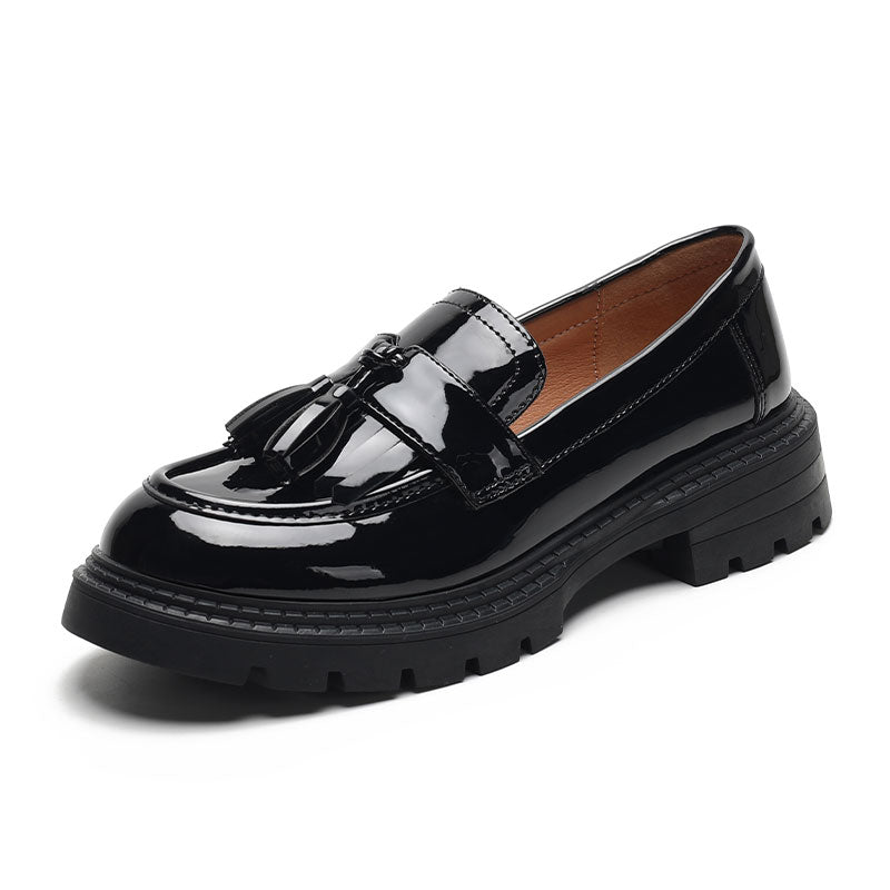 Women Minimalist Glossy Leather Casual Loafers Newgew Shoes