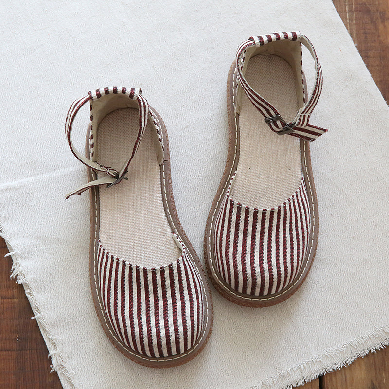 Women Casual Stripe Canvas Summer Sandals Newgew Shoes