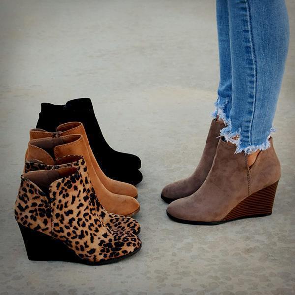 Side Slit Wedge Booties NewGew