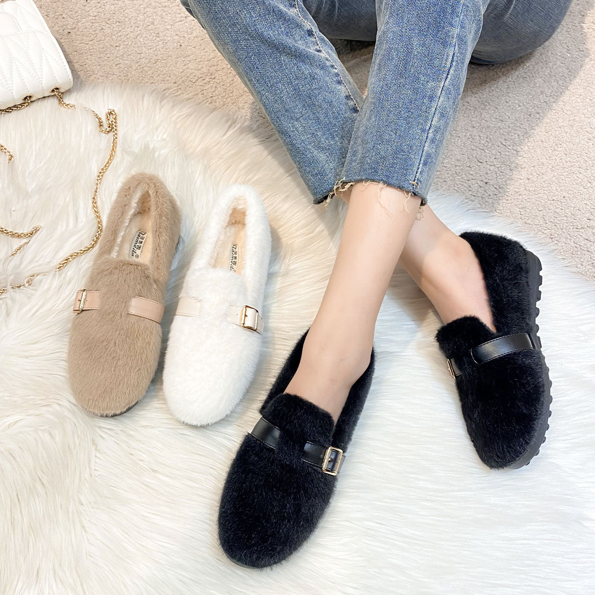 Women Casual Fashion Minimalist Soft Furred Casual Shoes Newgew Shoes