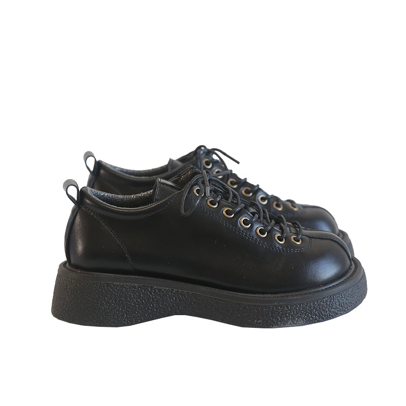 Women Retro Lace Up Round Head Casual Shoes Newgew Shoes