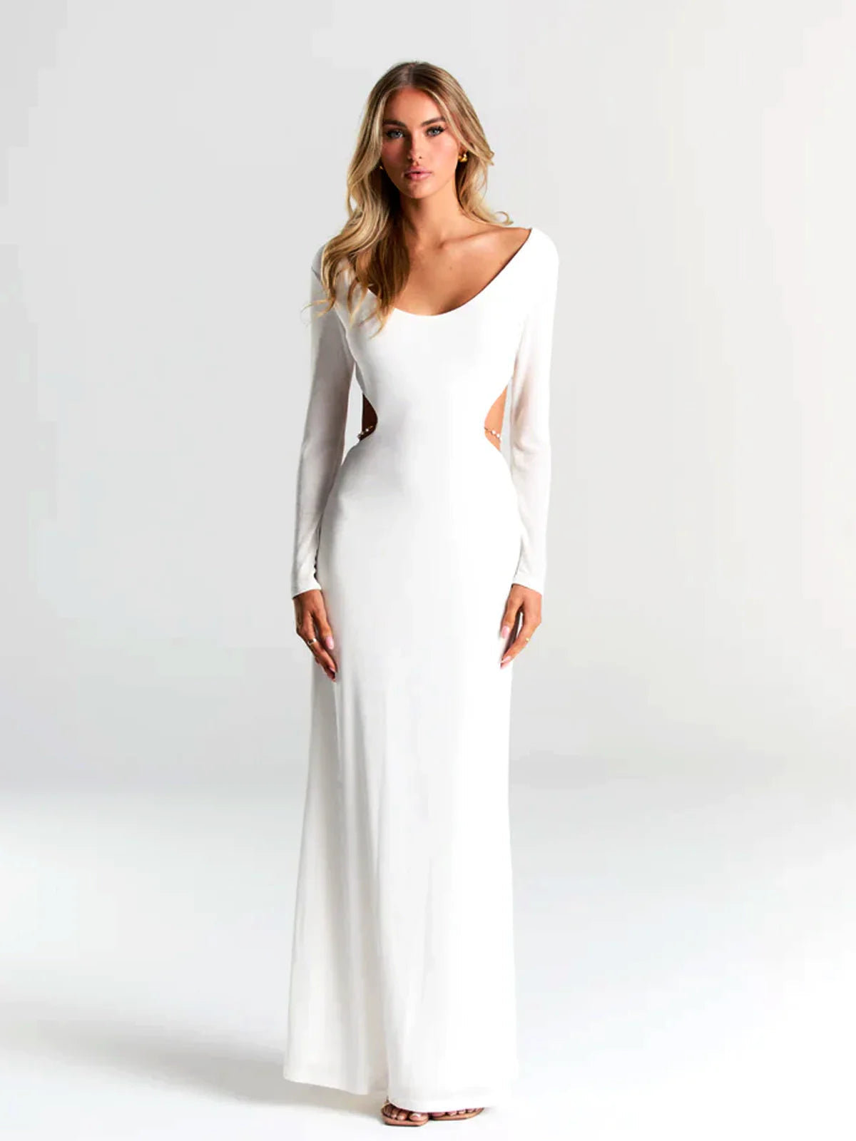 Pearl Chain Backless Fitted Maxi Dress Newgew Dresses