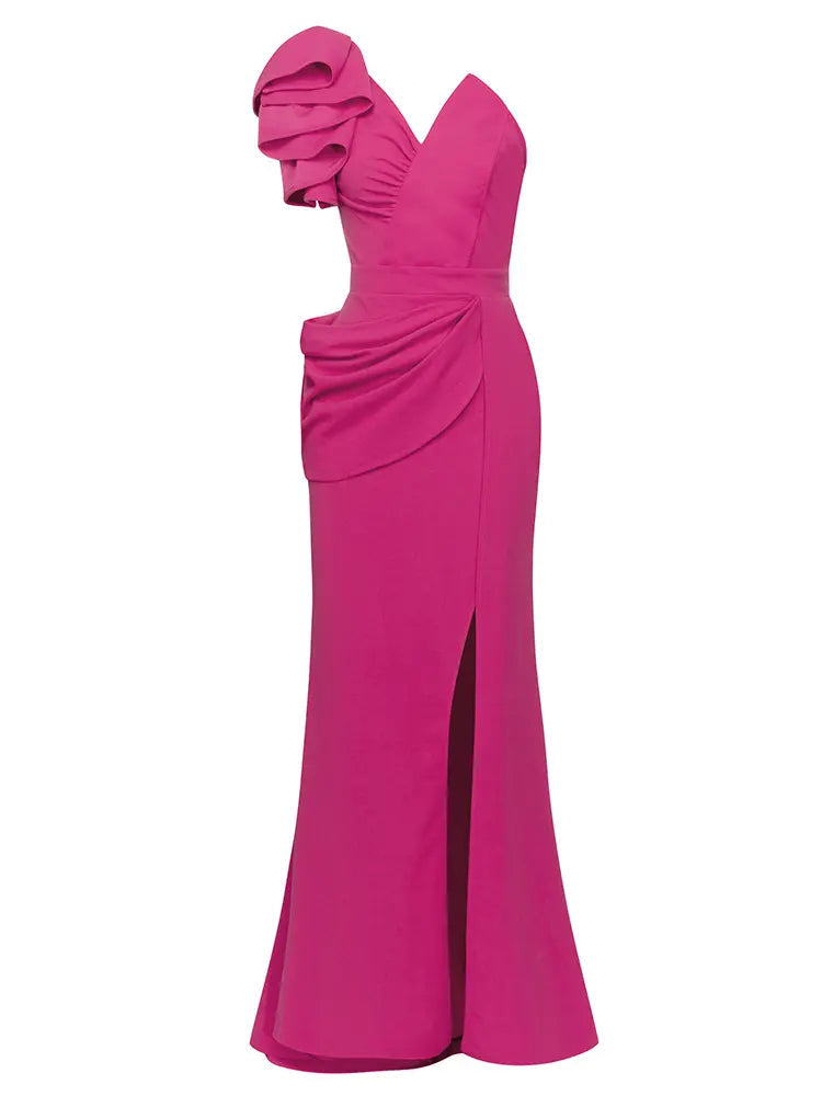 Asymmetrical Neckline High Slit Dress Newgew Dresses