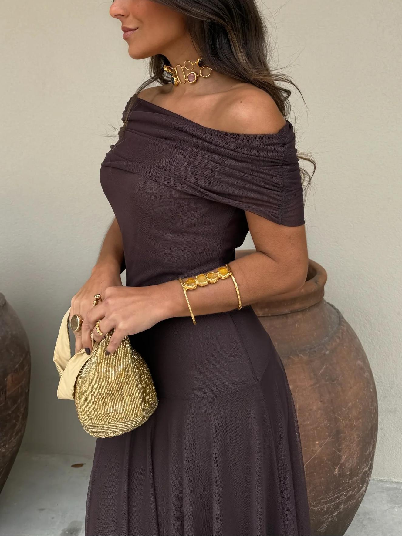 Toledo One Shoulder Mesh Maxi Dress Newgew Dresses