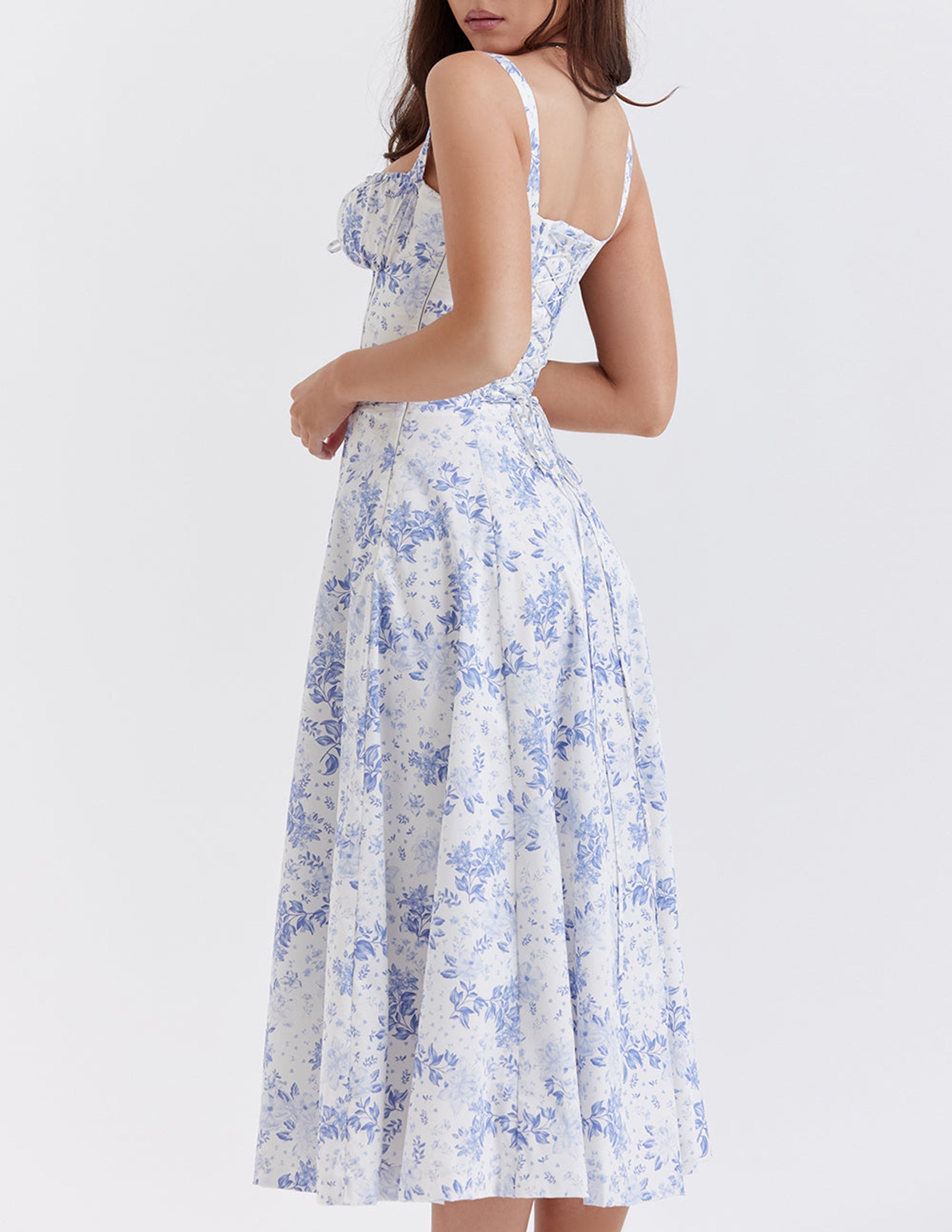 Rose Print Herringbone Slip Dress Newgew Dresses