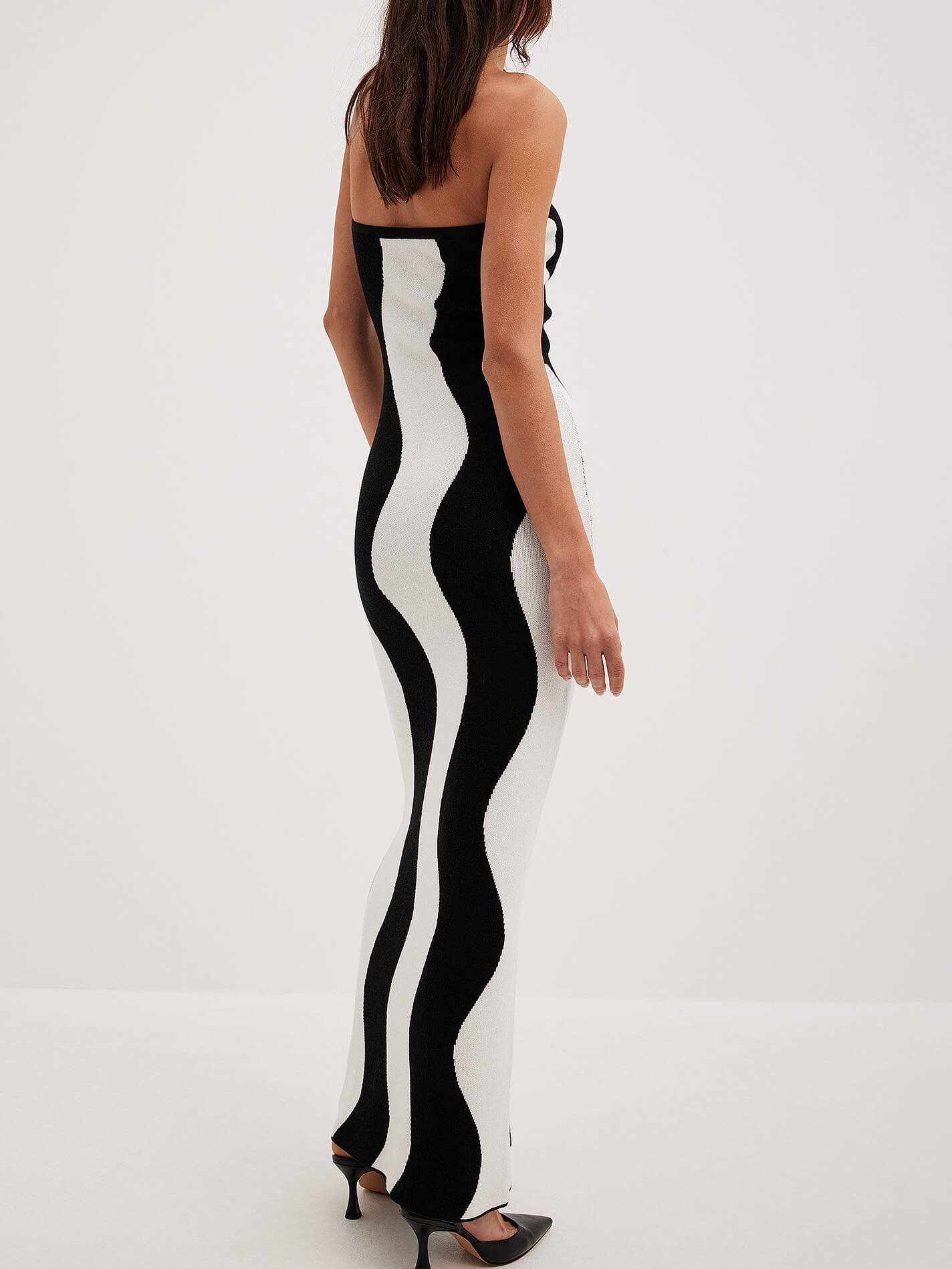 Wavy Striped Contrast Bandeau Midi Dress Newgew Dresses