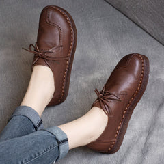 Women Autumn Retro Leather Handmade Casual Shoes Newgew Shoes