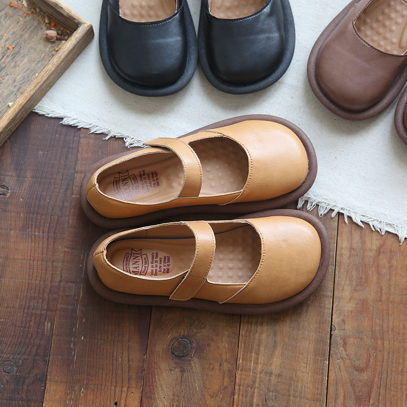 Women Retro Minimalist Leather Flat Causal Shoes Newgew Shoes