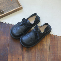 Women Retro Leather Flat Soft Casual Shoes Newgew Shoes