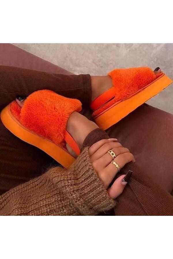 Fashion All-match Furry Platform Slippers NewGew