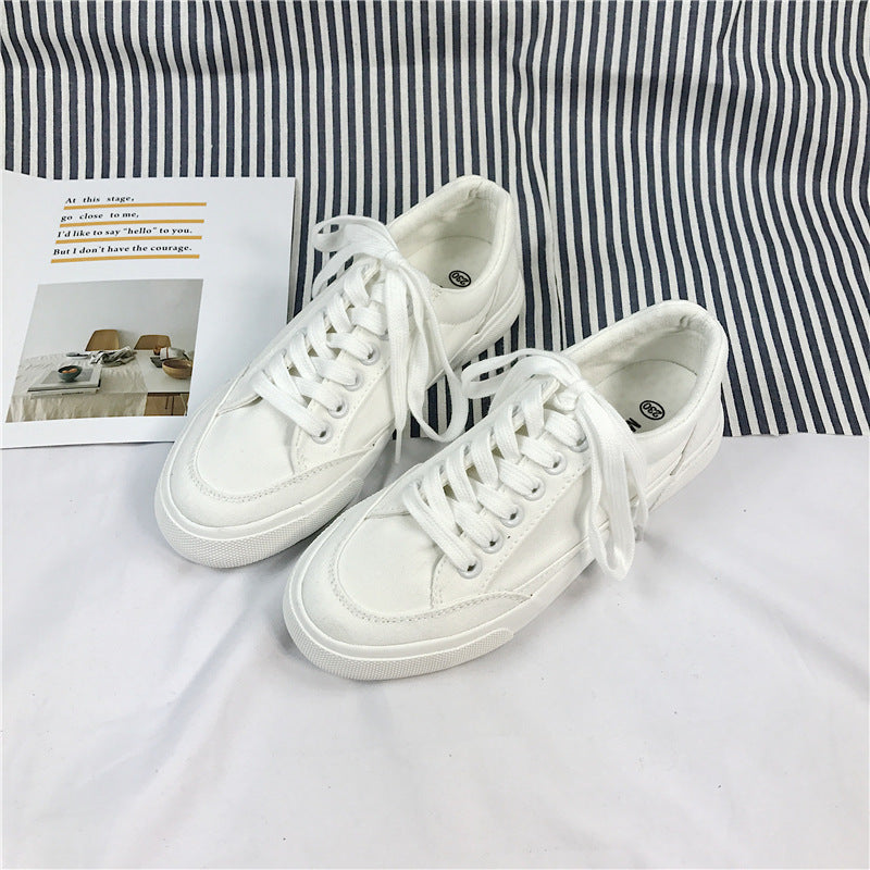 Women's Fan Street Shooting Pure White Spring Canvas Shoes Newgew