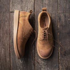 Men Solid Flat Leather Flat Casual Shoes Newgew Shoes