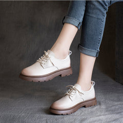 Women Flat Retro Leather Casual Shoes Newgew Shoes