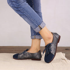 Women Retro Leather Handmade Casual Loafers Newgew Shoes