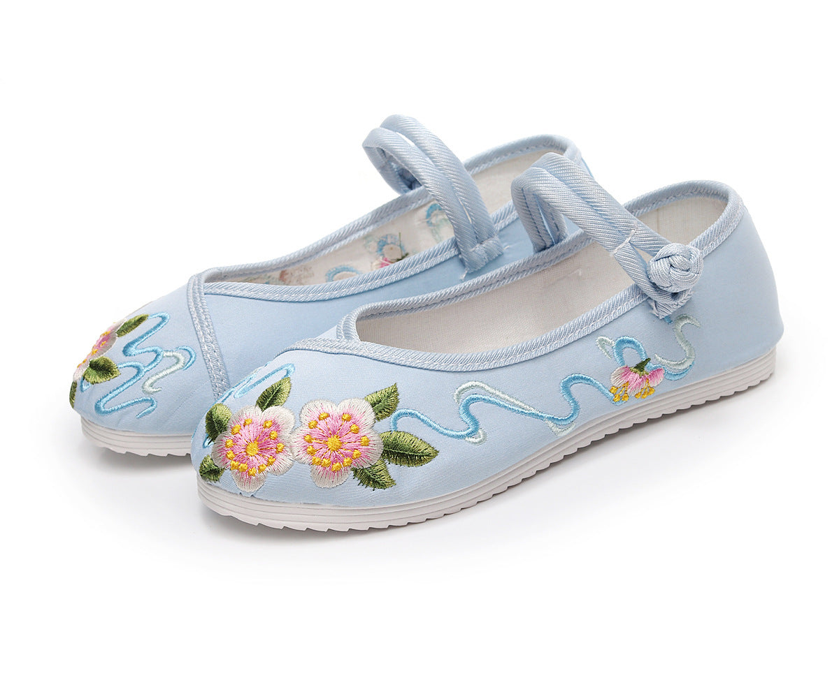 Women's Clothing Embroidered Buckle Height Increasing Insole Canvas Shoes Newgew