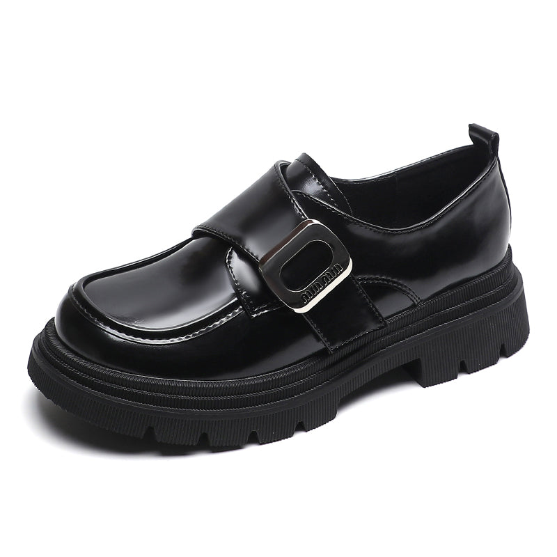 Women Retro Minimalist Glossy Leather Loafers Newgew Shoes