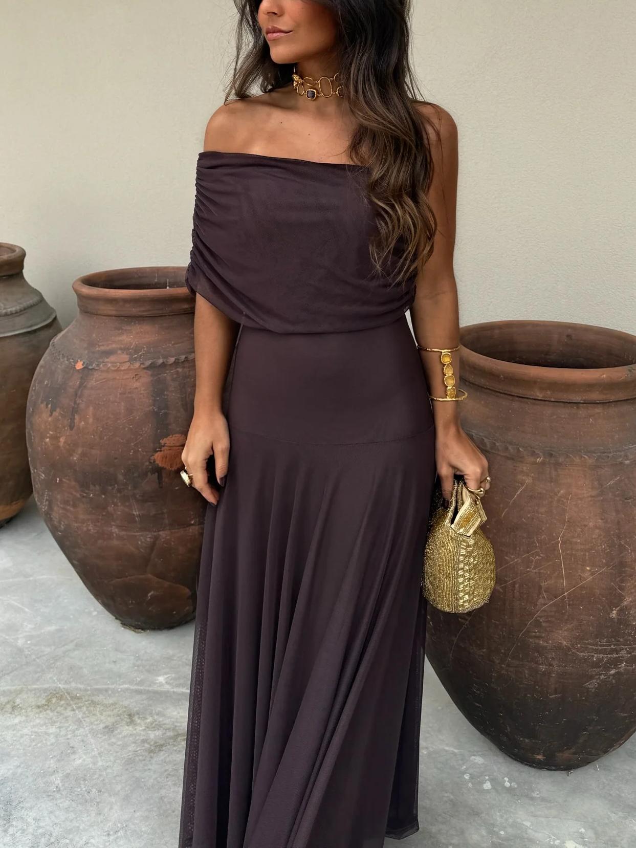 Toledo One Shoulder Mesh Maxi Dress Newgew Dresses