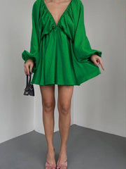 Woven Plunge Skater Mini Dress Newgew Dresses