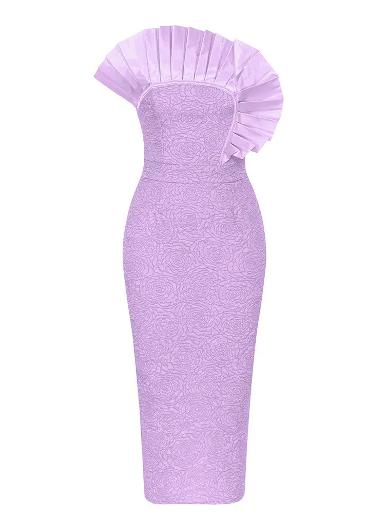 Strapless Ruffled Floral Dress Newgew Dresses