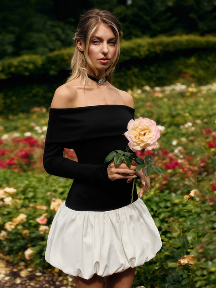 Off-the-shoulder Petal Hem Dress Newgew Dresses
