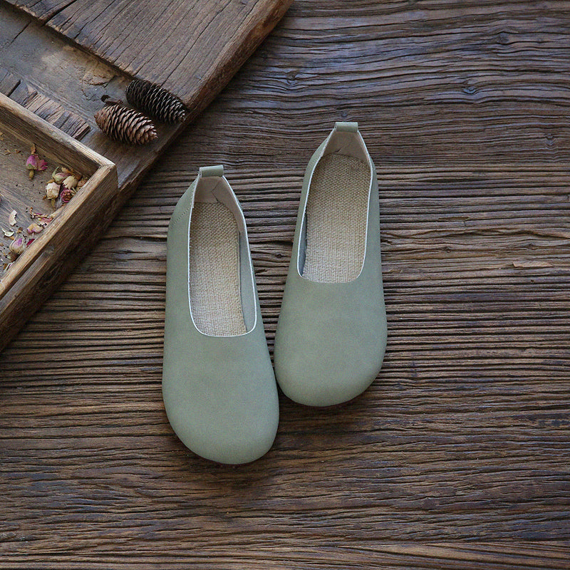 Women Retro Solid Soft Flat Casual Shoes Newgew Shoes