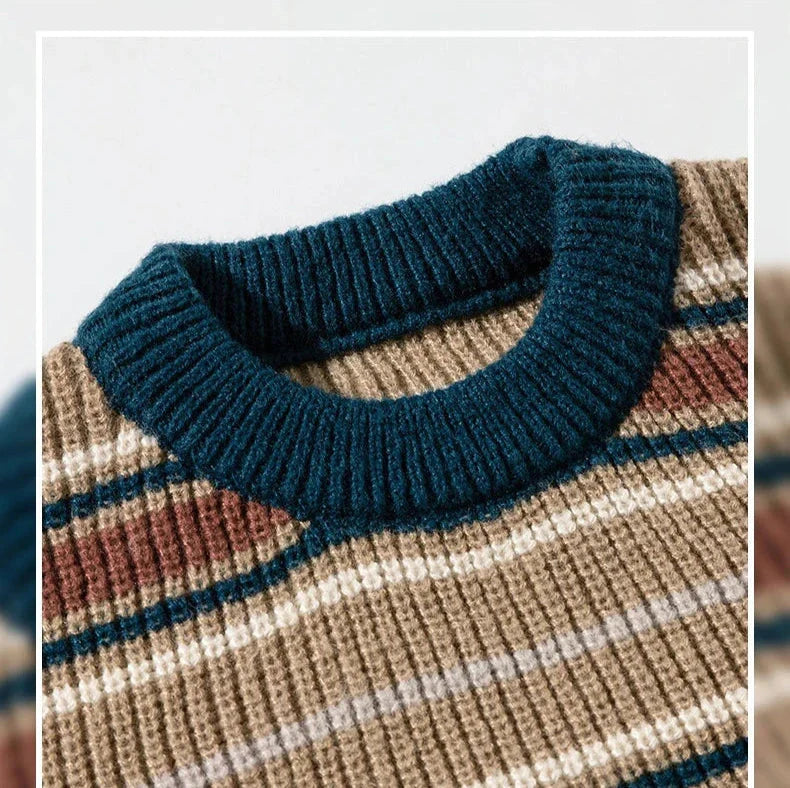 90's Style Rib Stripe Sweater Newgew