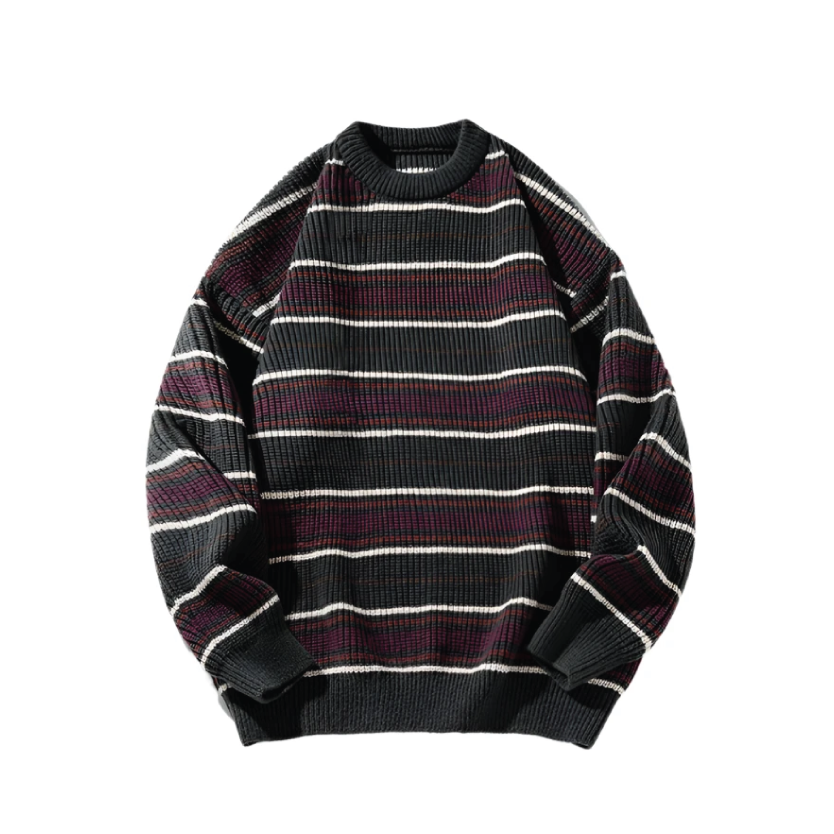 90's Style Rib Stripe Sweater Newgew