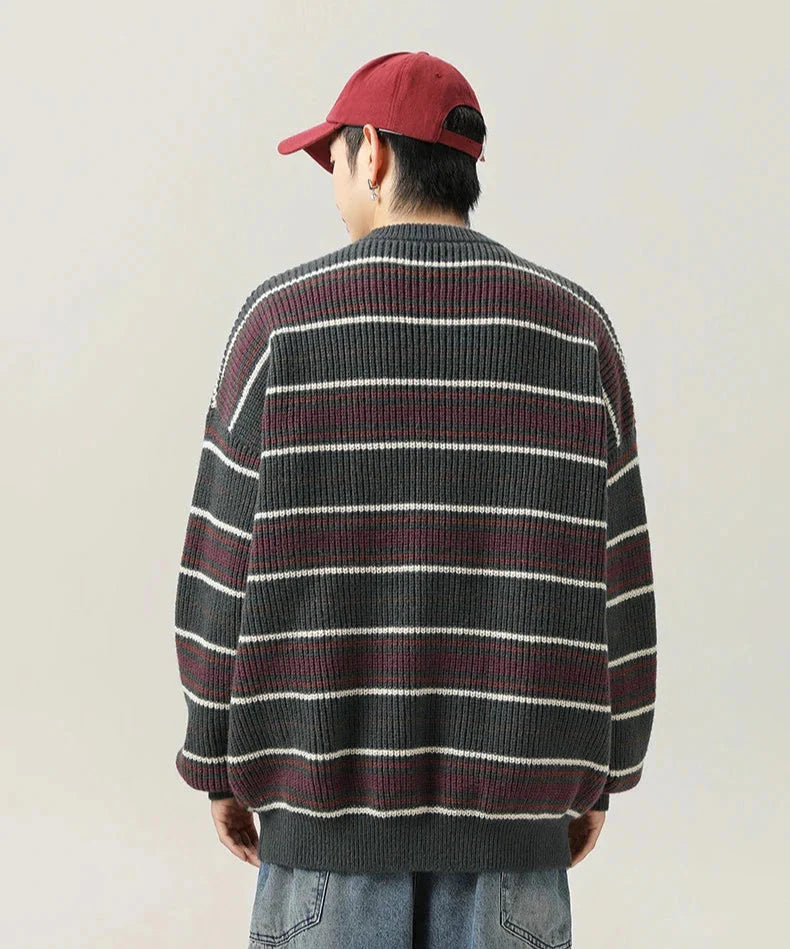 90's Style Rib Stripe Sweater Newgew