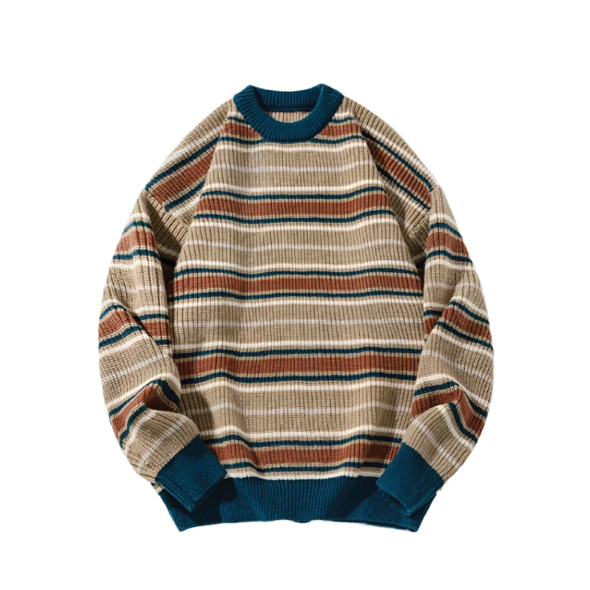 90's Style Rib Stripe Sweater Newgew