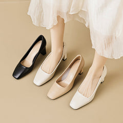 Women Casual Stylish Minimalist Chunky Heel Pumps Newgew Shoes