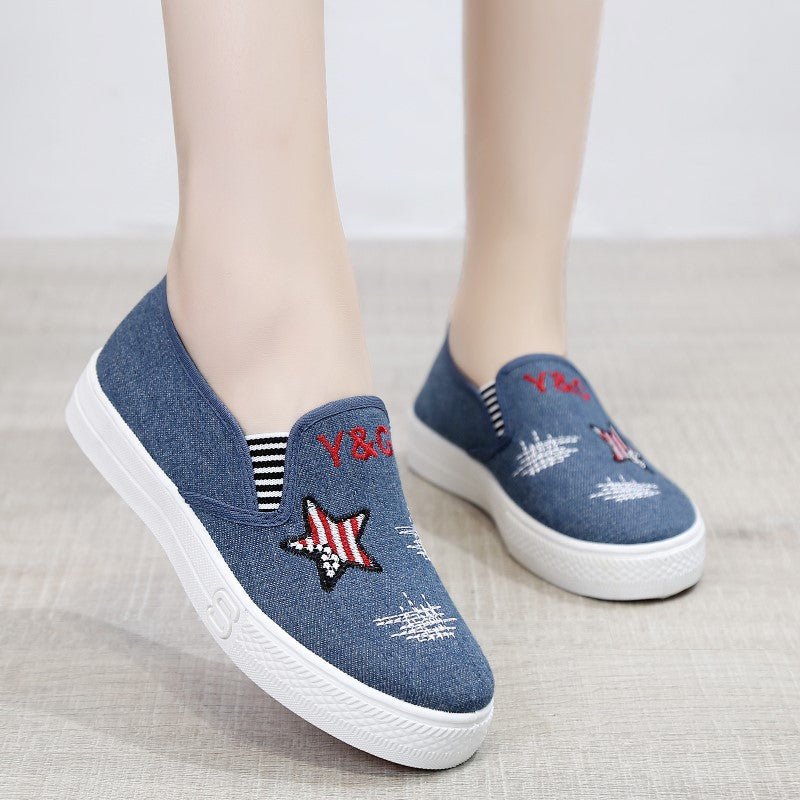 Women's Thick Sole Flat Old Beijing Cloth Canvas Shoes Newgew