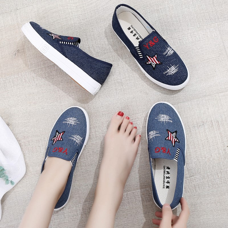 Women's Thick Sole Flat Old Beijing Cloth Canvas Shoes Newgew