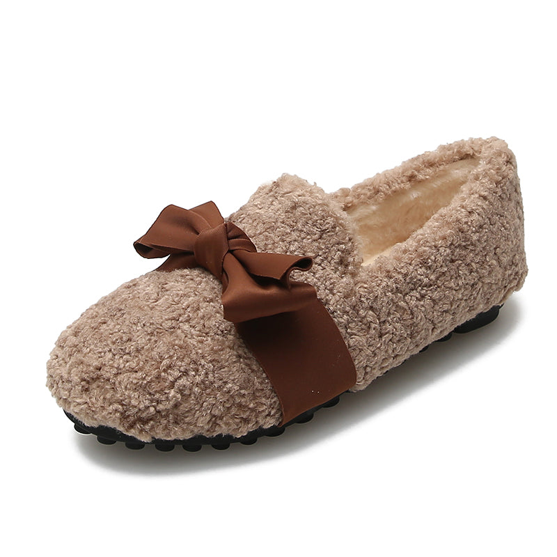 Women Casual Bowknot Woolen Winter Shoes Newgew Shoes