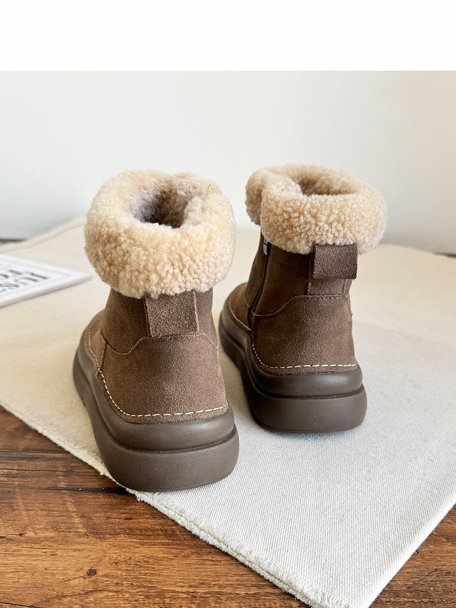 Women Retro Minimalist Suede Furred Snow Boots Newgew Shoes