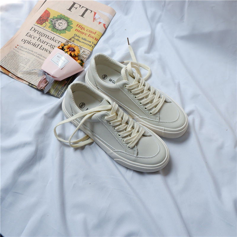 Women's Fan Street Shooting Pure White Spring Canvas Shoes Newgew