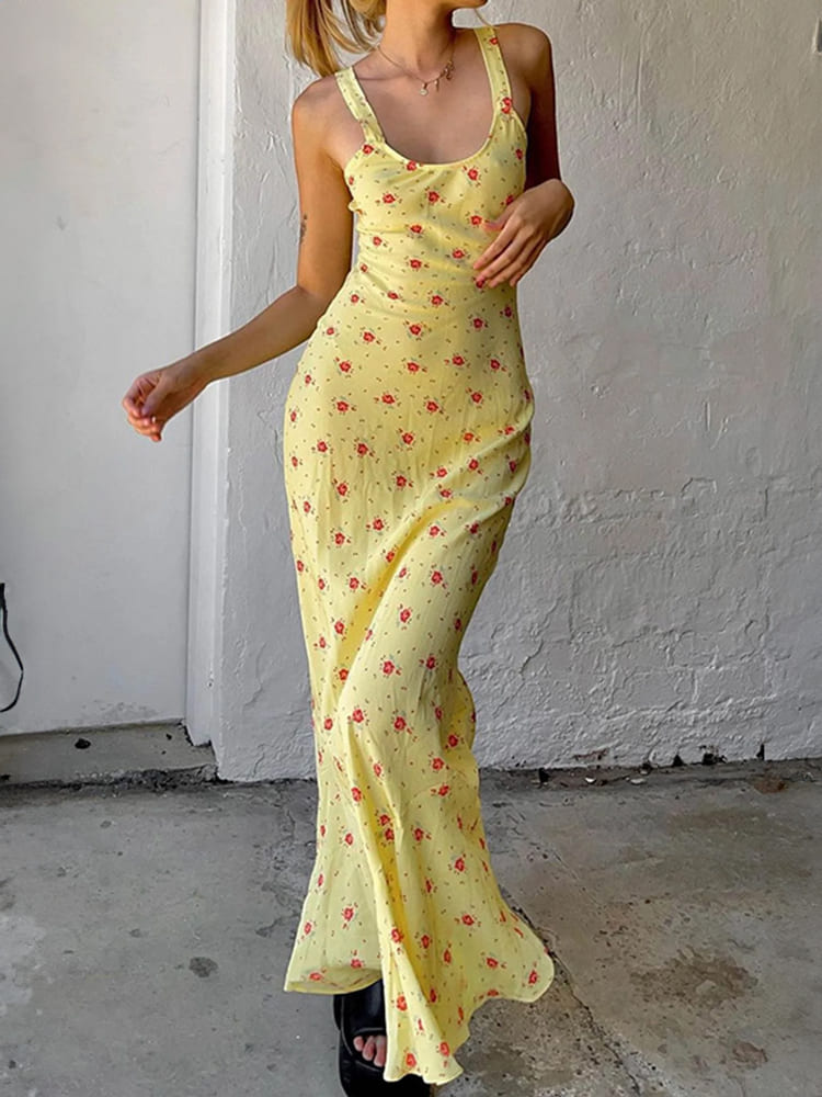 Floral Print Mermaid Slip Maxi Dress Newgew Dresses